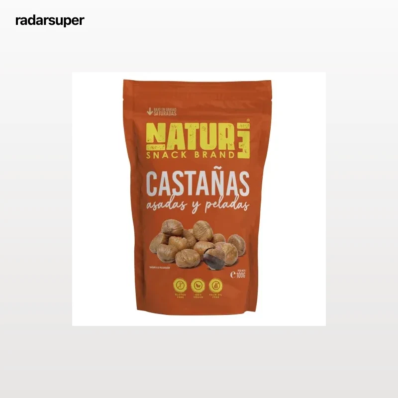 Castañas asadas y peladas Natur3 sin gluten doy pack 100 g.