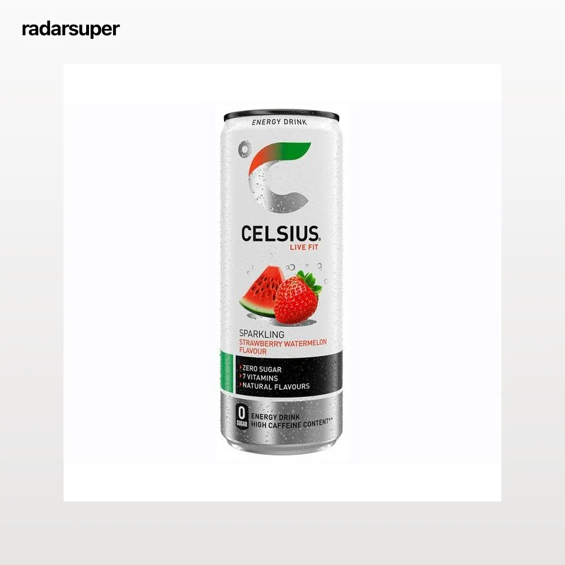 CELSIUS Bebida energética con sabor a fresa y sandía lata 35,5 cl.