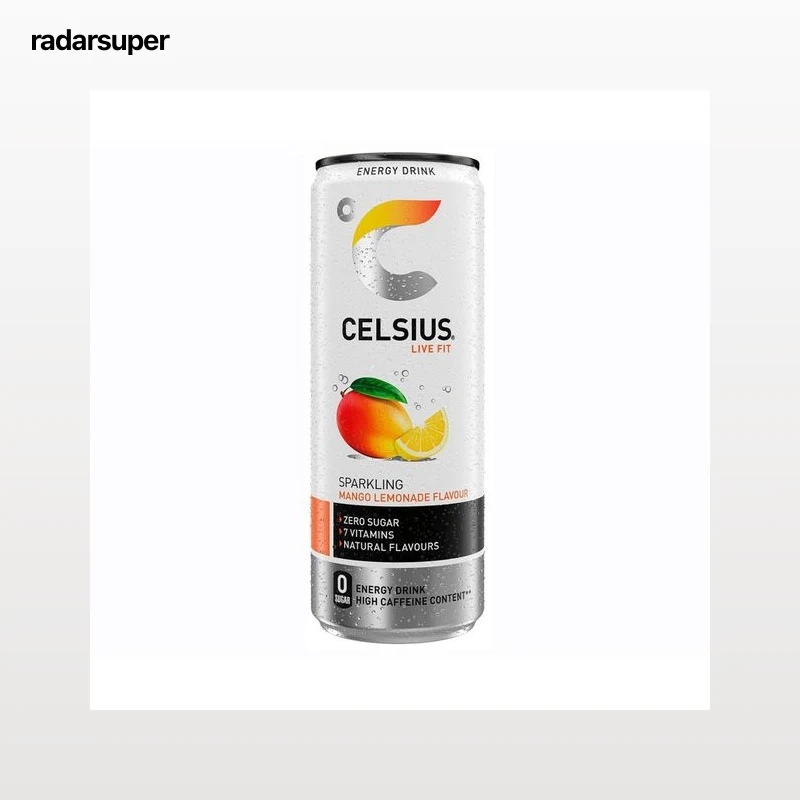 CELSIUS Bebida energética con sabor a mango y limón lata 35,5 cl.