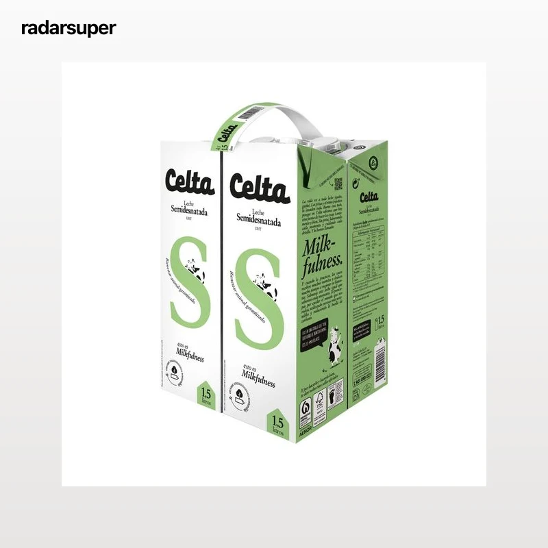 CELTA Leche semidesnatada de vaca con bienestar animal garantizado 4 x 1.5 l.