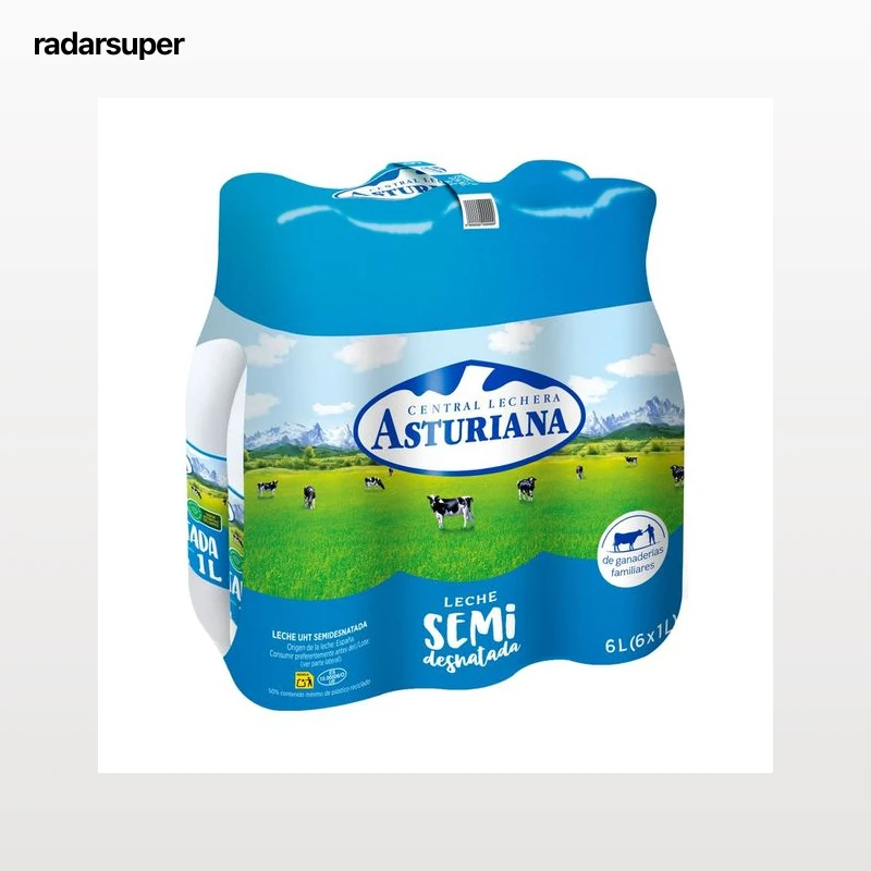 CENTRAL LECHERA ASTURIANA Leche semidesnatada botella 6 x 1 l.