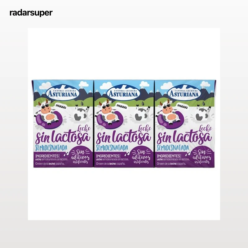 CENTRAL LECHERA ASTURIANA Leche semidesnatada sin lactosa 3 x 200 ml.