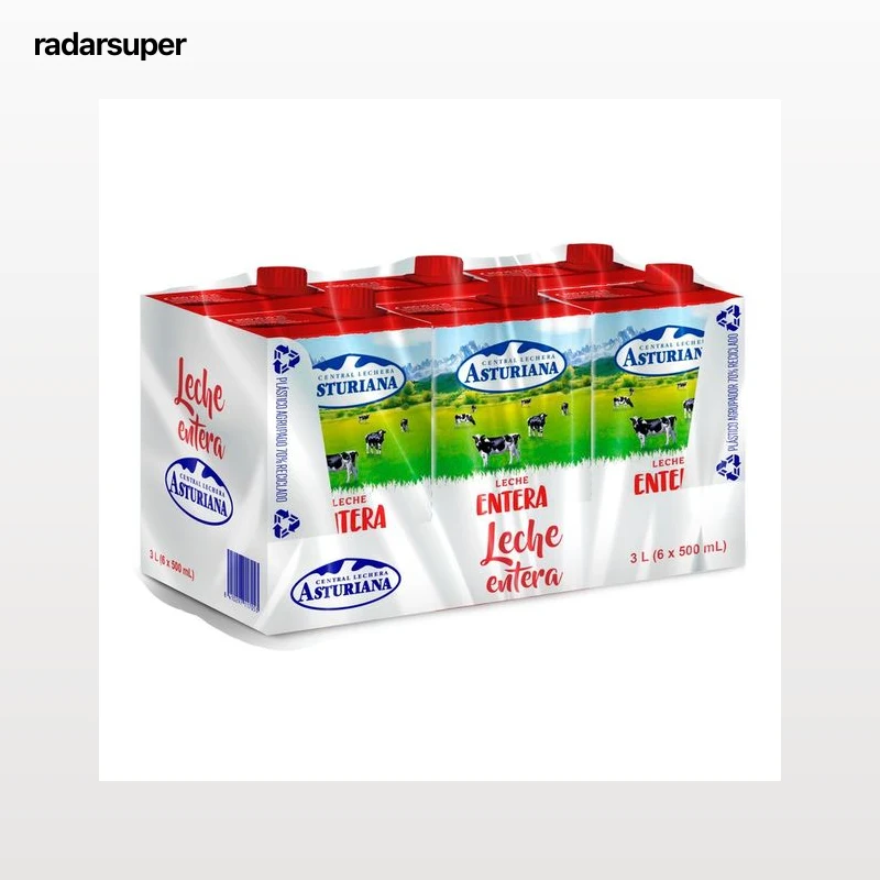 CENTRAL LECHERA ASTURIANA Leche de vaca entera de origen español 6 x 500 ml.