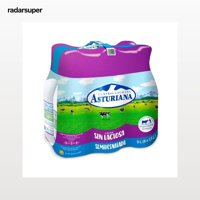 CENTRAL LECHERA ASTURIANA Leche de vaca semidesnatada sin lactosa, de origen español  6 x 1.5 l.