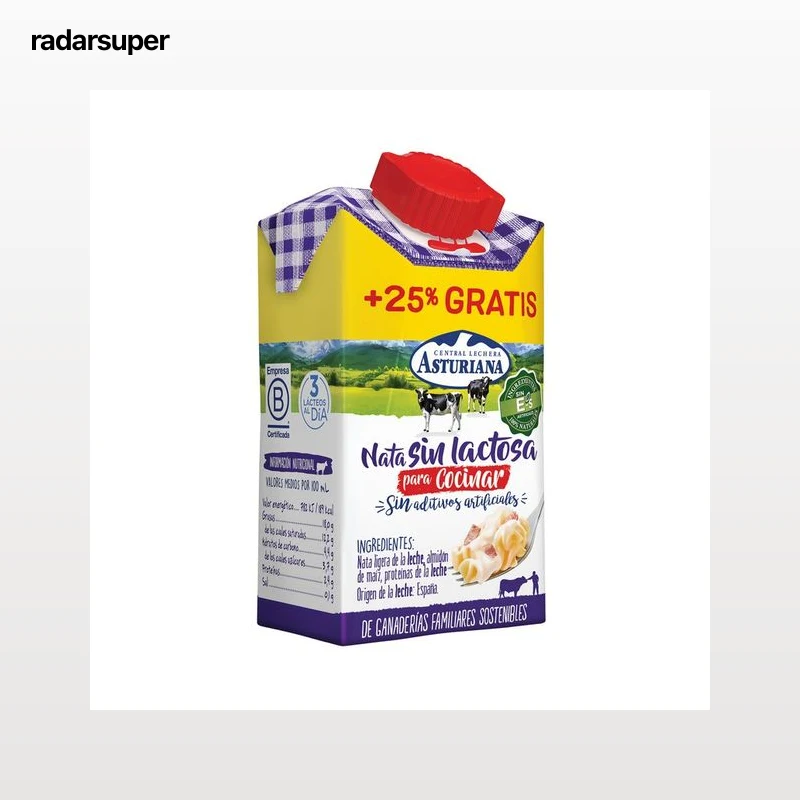 CENTRAL LECHERA ASTURIANA Nata líquida para cocinar, sin lactosa 200 ml.