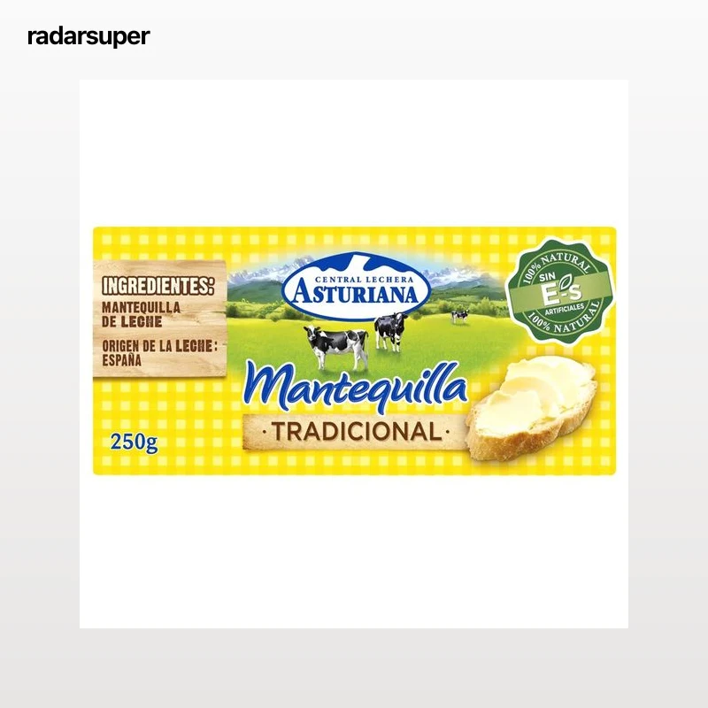 CENTRAL LECHERA ASTURIANA Pastilla de mantequilla tradicional, sin gluten CENTRAL LECHERA ASTURIANA 250 g.