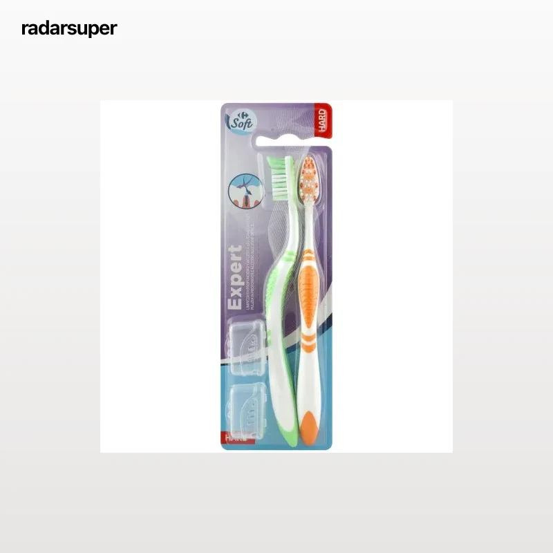 Cepillo de dientes duro cerdas cruzadas Soft Carrefour 2 ud.
