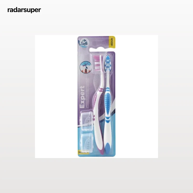 Cepillo de dientes medio cerdas cruzadas Soft Carrefour 2 ud.