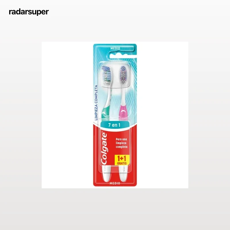 Cepillo de dientes medio limpieza completa Total Colgate 2 ud.
