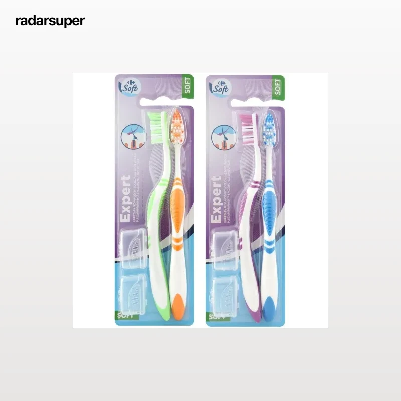 Cepillo de dientes suave cerdas cruzadas Soft Carrefour 2 ud.