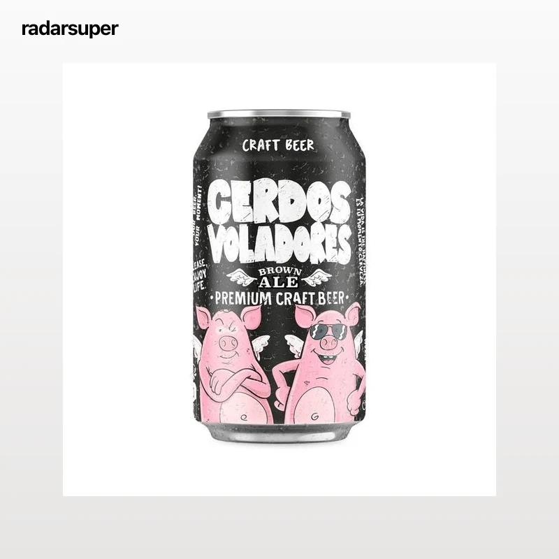 CERDOS VOLADORES Cerveza brown lata 33 cl.