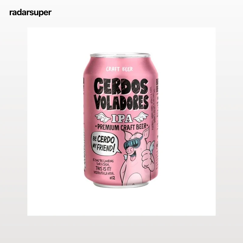CERDOS VOLADORES Cerveza rubia lata 33 cl.