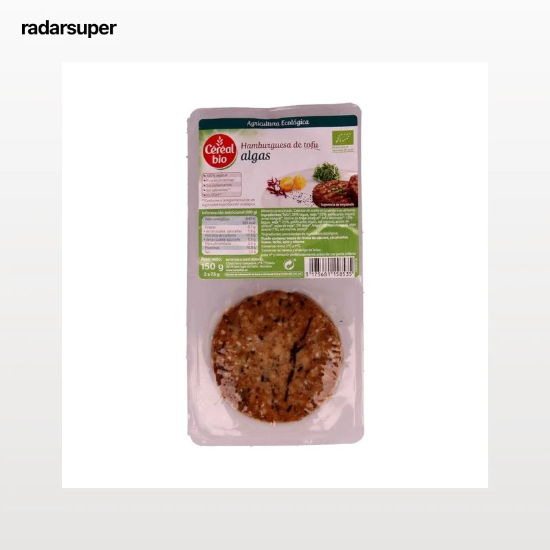 CÉRÉAL BIO Burguer de tofu con algas ecológicasCÉRÉAL BIO 2 hamburguesas, 150 g.