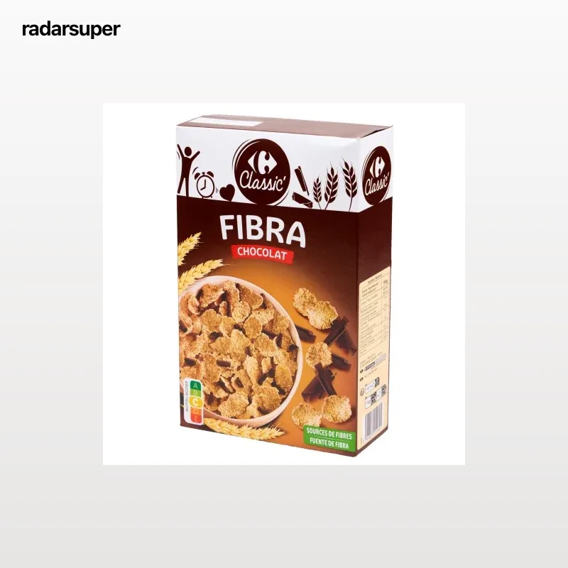 Cereales con chocolate Fibra Carrefour Classic 500 g.