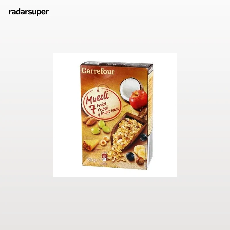 Cereales con frutas y frutos secos Muesli Carrefour 750 g.