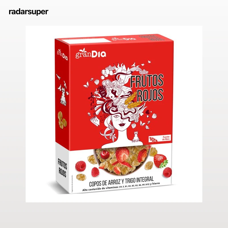 Cereales copos de arroz y trigo integral con frutos rojos Gran Dia 300 g