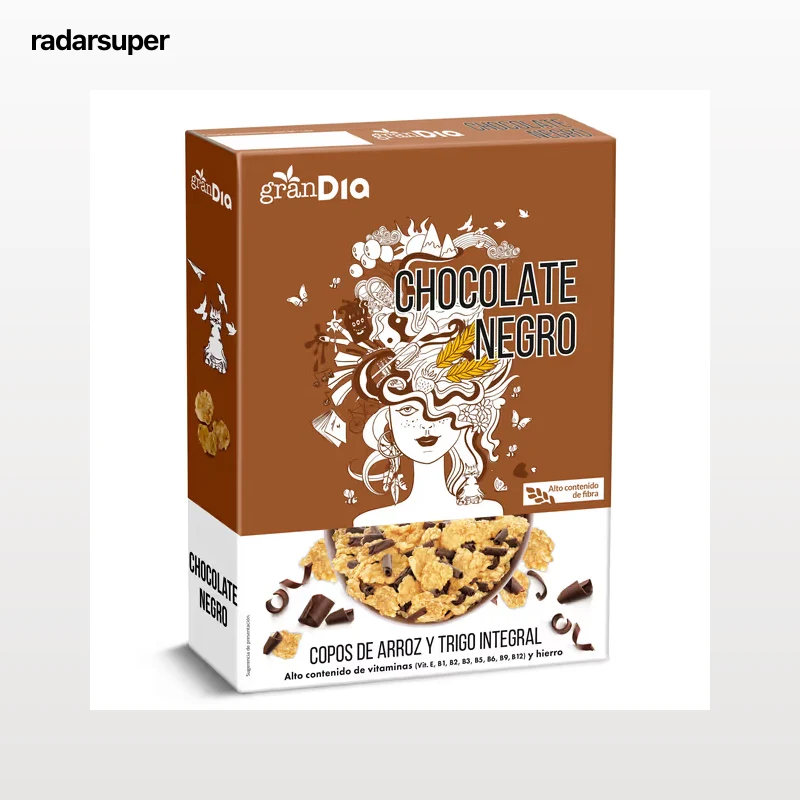 Cereales copos de trigo, arroz y cebada con chocolate negro Gran Dia 300 g