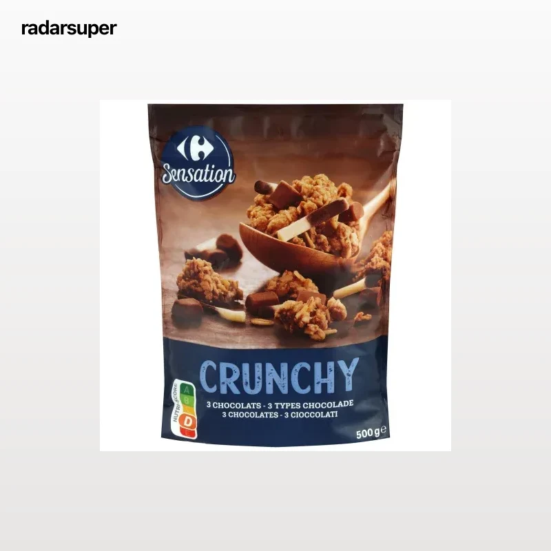 Cereales crunchy 3 chocolates Carrefour 500 g.