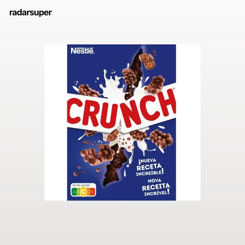 Cereales de trigo integral, arroz y maíz tostados con cacao Crunch Nestlé 375 g.