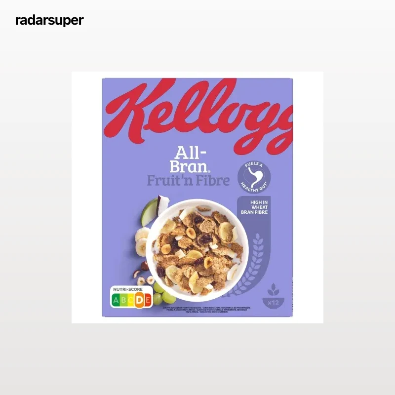 Cereales de trigo integral con pasas, coco, plátano, manzana y avellanas All Bran Kellogg's 500 g.