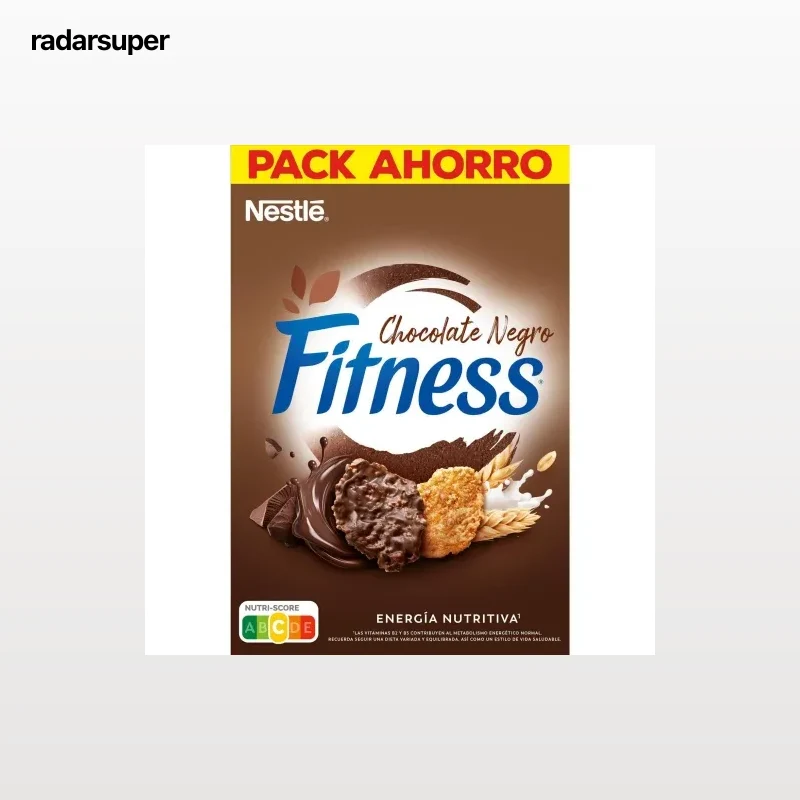 Cereales de trigo integral y arroz con chocolate negro Fitness Nestlé 540 g.