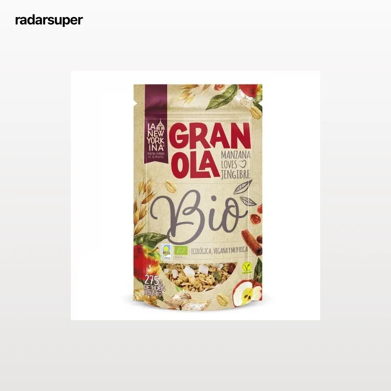 Cereales granola con manzana, jengibre y canela ecológicos La Newyorkina 275 g.
