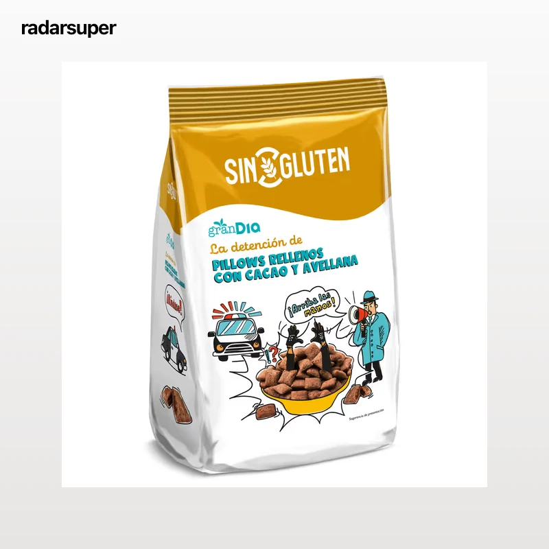 Cereales rellenos con cacao y avellana sin gluten Gran Dia 400 g