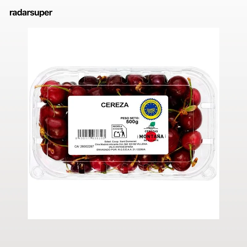 Cerezas de la montaña de Alicante con Indicación Geográfica Protegida (IGP), cesta 500 g.