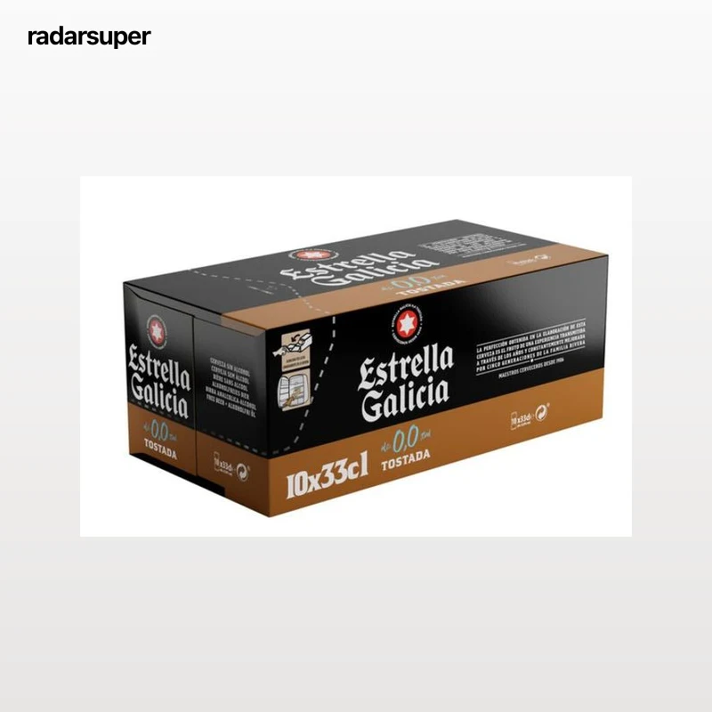 Cerveza 0,0 tostada Estrella Galicia 33 cl pack 10