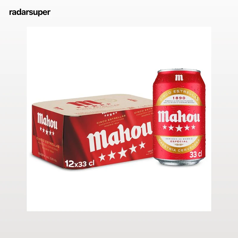 Cerveza Mahou 5 Estrellas pack 12 x 33 cl