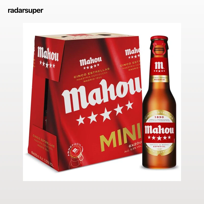 Cerveza Mahou 5 Estrellas pack 6 x 20 cl
