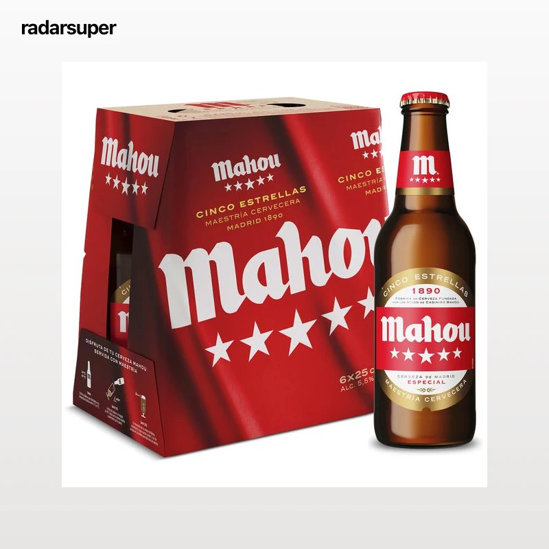 Cerveza Mahou 5 Estrellas pack 6 x 25 cl