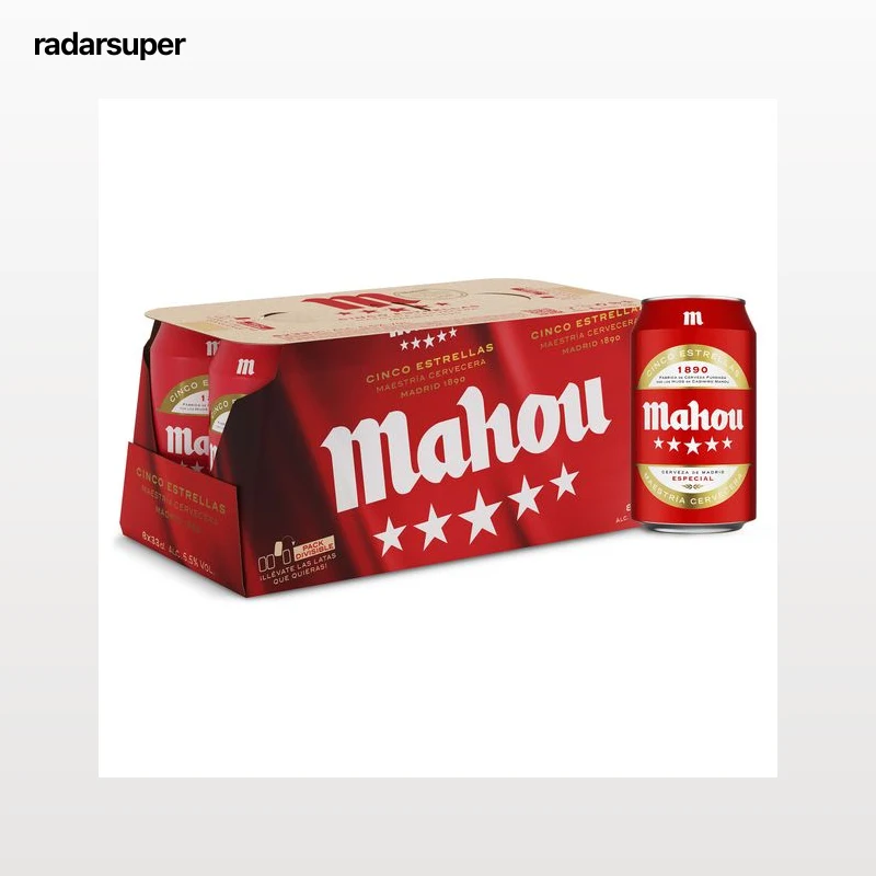 Cerveza Mahou 5 Estrellas pack 8 x 33 cl
