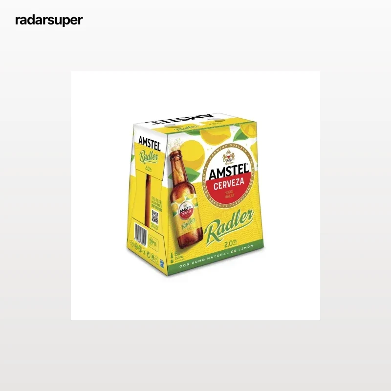 Cerveza Amstel radler con zumo natural de limón pack 6 botellas 25 cl.