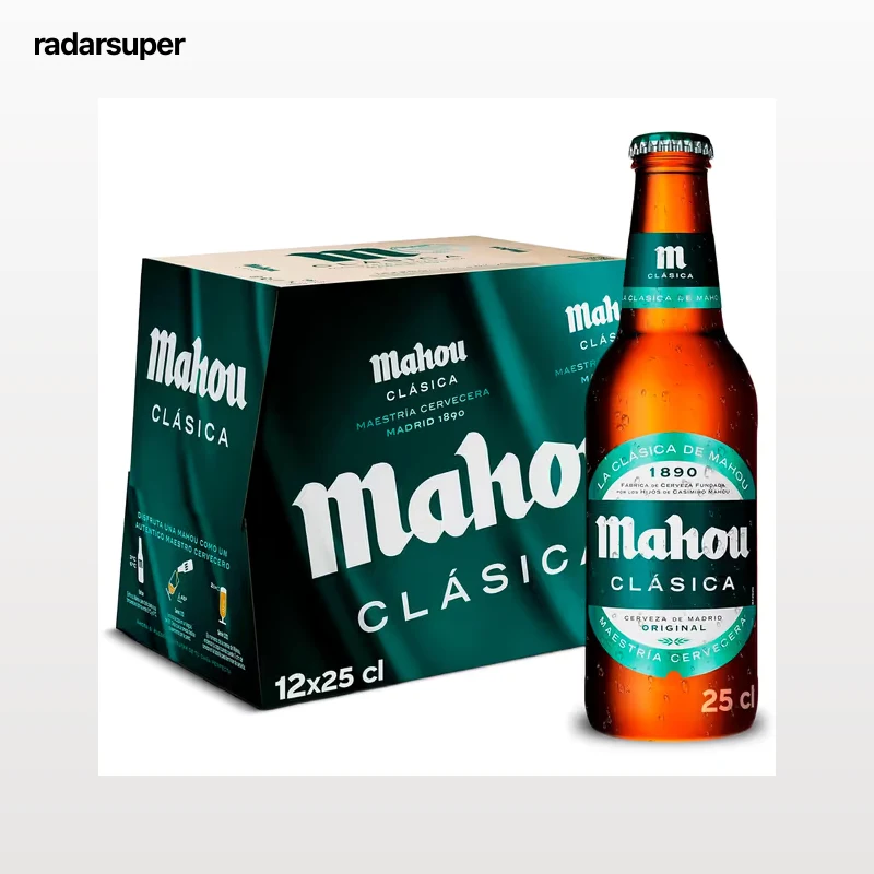 Cerveza clásica Mahou pack 12 x 25 cl