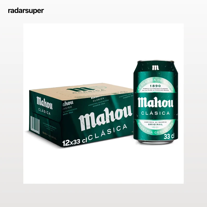 Cerveza clásica Mahou pack 12 x 33 cl