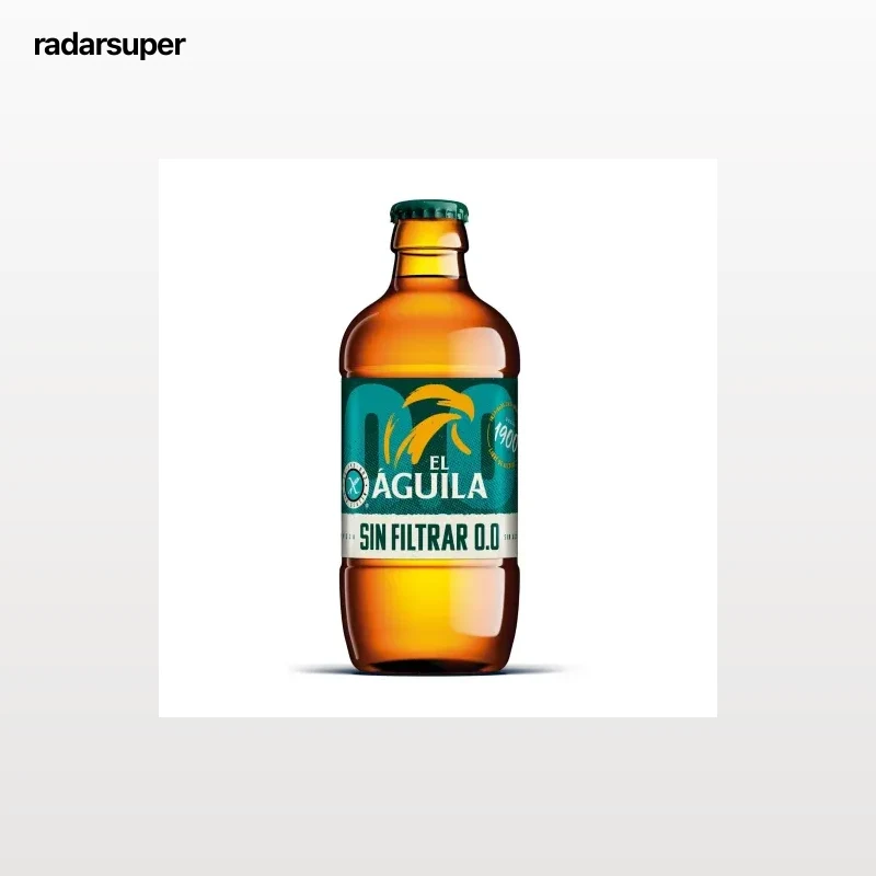 Cerveza El Águila sin filtrar 0.0 sin gluten botella 33 cl.