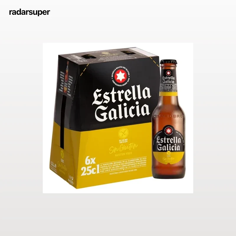 Cerveza Estrella Galicia sin gluten pack 6 botellas 25 cl.