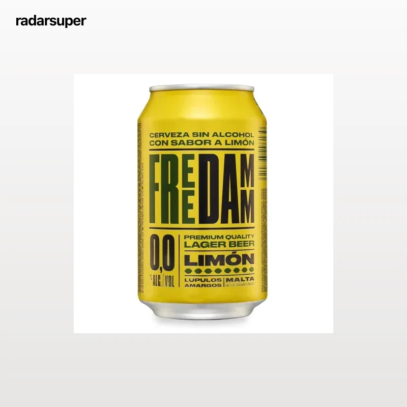 Cerveza Free Damm Lager 0,0 sin alcohol con limón sin gluten lata 33 cl.