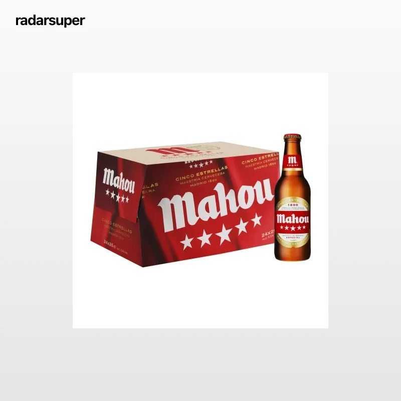 Cerveza Mahou 5 Estrellas pack 24 botellas 25 cl.