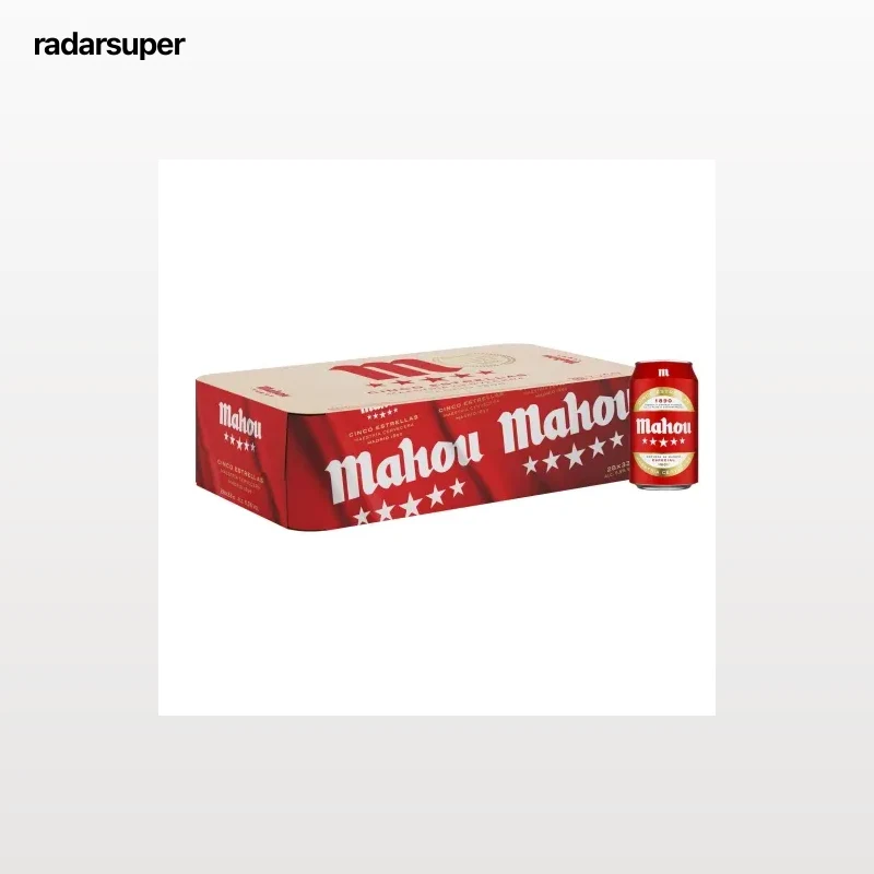 Cerveza Mahou 5 Estrellas pack 28 latas 33 cl.