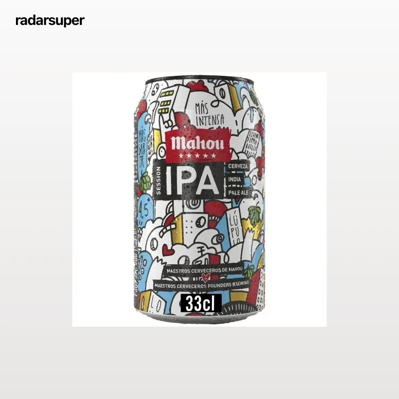 Cerveza Mahou 5 Estrellas Session tipo IPA lata 33 cl.