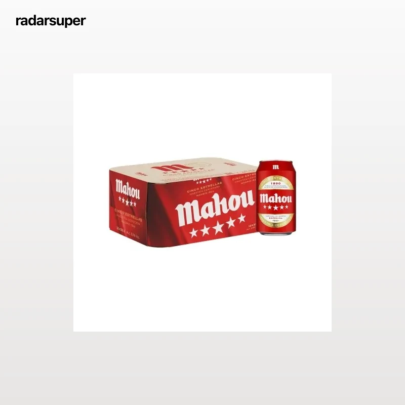 Cerveza Mahou Cinco Estrellas pack 12 latas 33 cl.