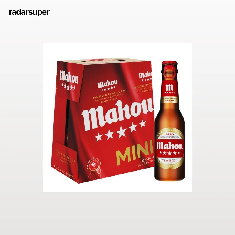 Cerveza Mahou Cinco Estrellas pack 6 botellas 20 cl.