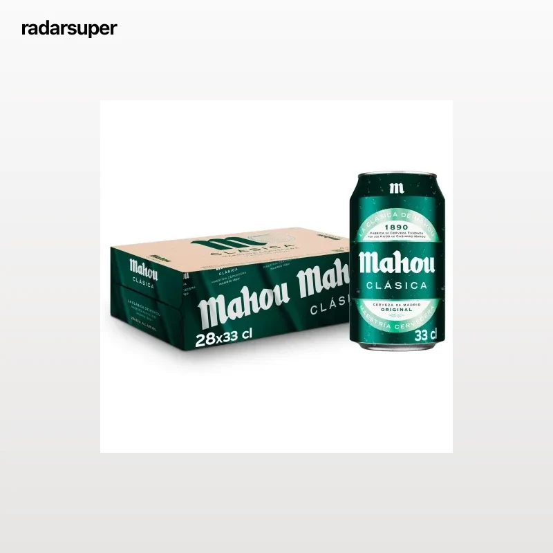 Cerveza Mahou Clásica pack de 28 latas de 33 cl.