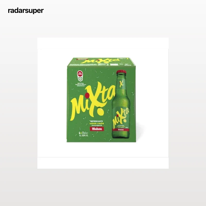Cerveza Mahou Mixta sabor limón pack 6 botellas 25 cl.