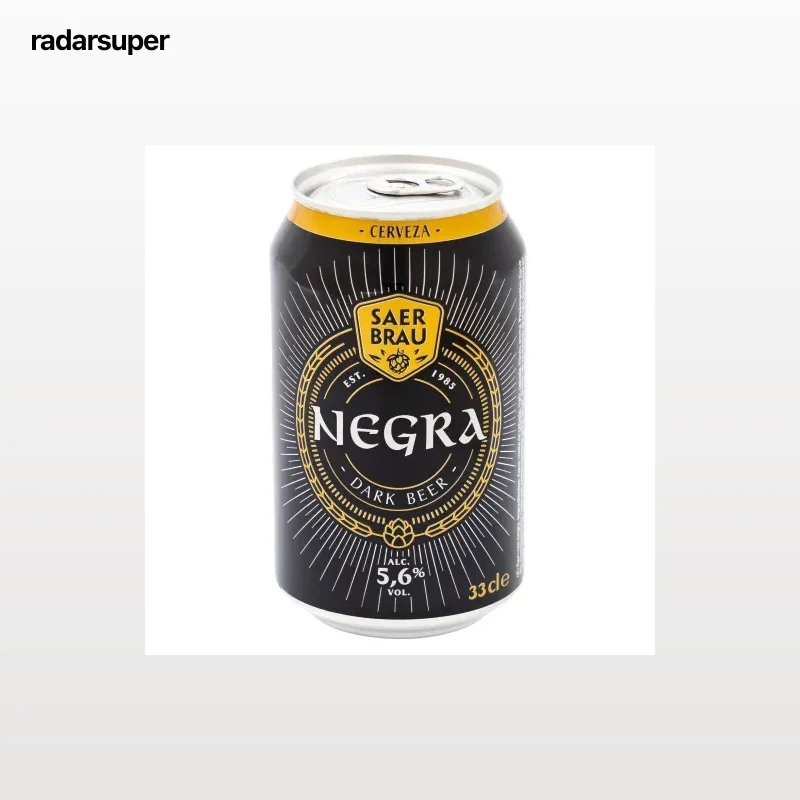 Cerveza negra Saer Brau lata 33 cl.