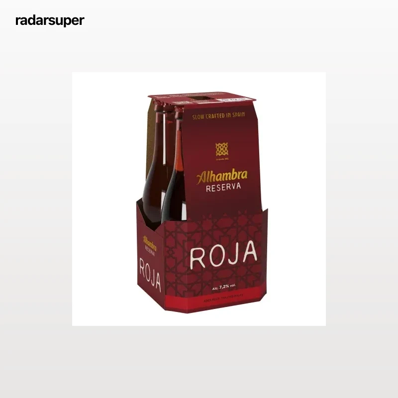 Cerveza roja Alhambra reserva pack 4 botellas 33 cl.