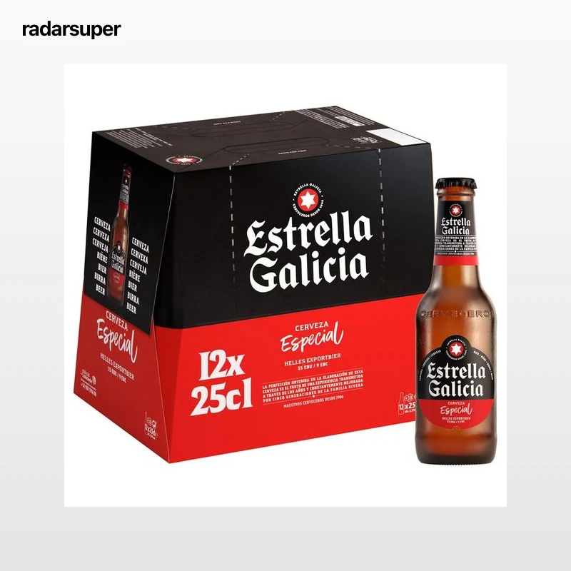 Cerveza rubia especial Estrella Galicia pack 12 botellas 25cl