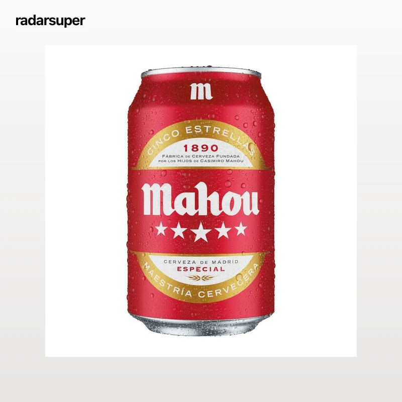 Cerveza rubia especial Mahou 5 Estrellas lata 33cl